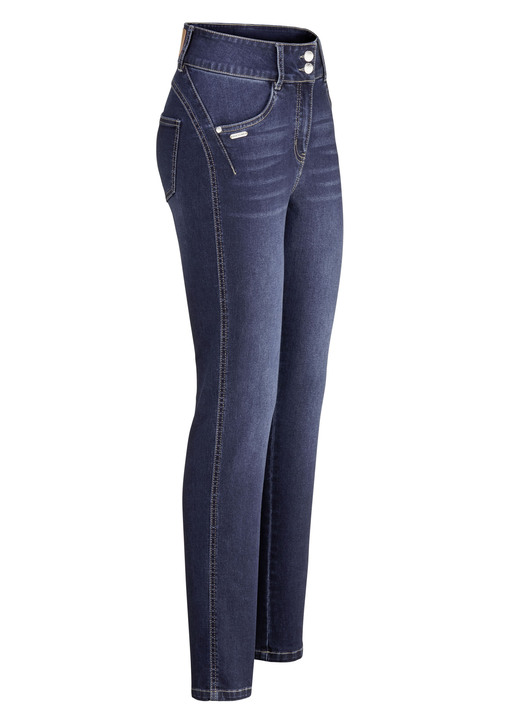 Broek met knoop- en ritssluiting - Vormgevende jeans in 4-pocketsmodel Broek met knoop- en ritssluiting - Vormgevende jeans in 4-pocketsmodel, in Größe 017 bis 050, in Farbe DONKERBLAUW