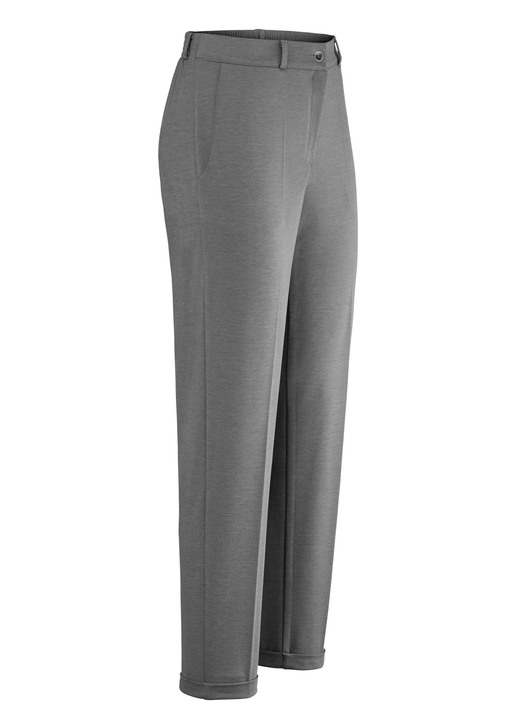 Broek met knoop- en ritssluiting - Broek met elastische tailleband aan de achterkant Broek met knoop- en ritssluiting - Broek met elastische tailleband aan de achterkant, in Größe 018 bis 052, in Farbe ANTRACIET GEMÊLEERD