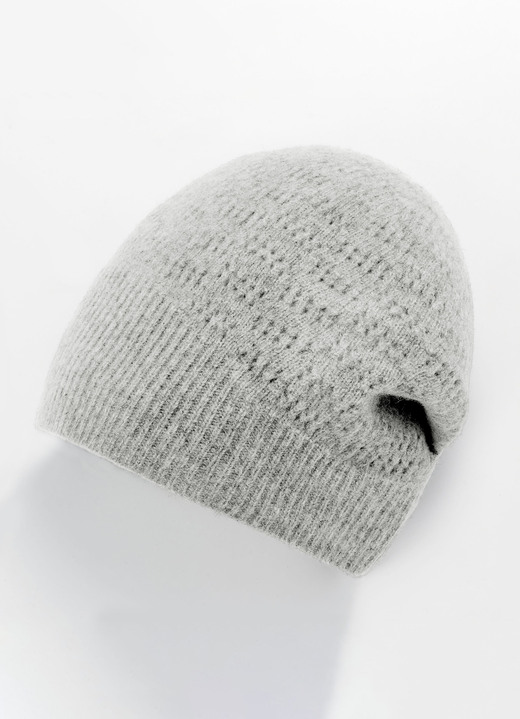 Mutsen & hoeden - Seeberger, dames gekookte wollen muts, met ajou-patroon Mutsen & hoeden - Seeberger, dames gekookte wollen muts, met ajou-patroon, in Farbe GRIJS