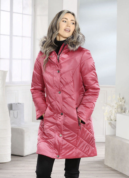Winterjacks - Lange jas met contrasterende omgeslagen mouwen Winterjacks - Lange jas met contrasterende omgeslagen mouwen, in Größe 018 bis 052, in Farbe KORALLE