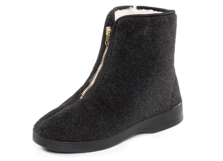 Huisschoenen - Huislaarzen met praktische ritssluiting, in Größe 041 bis 046, in Farbe SCHWARZ Ansicht 1