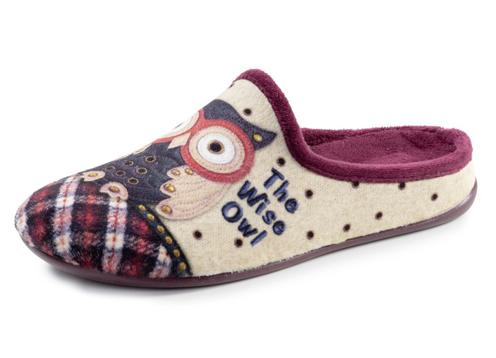Huisschoenen - Laurina, klassieke damespantoffels, met uitneembaar voetbed, in Größe 036 bis 042, in Farbe ECRU-BUNT Ansicht 1
