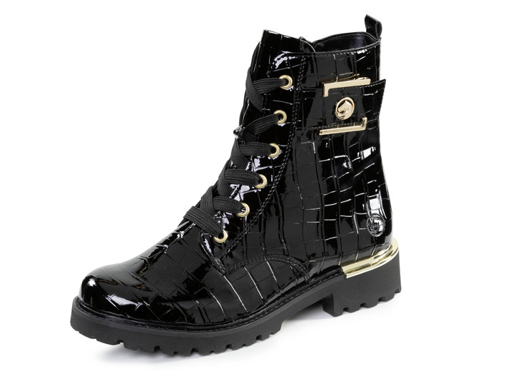 Laarzen & laarsjes - Remonte, stijlvolle dames enkellaarsjes, winterschoenen, breedte G, met uitneembaar voetbed, in Größe 036 bis 042, in Farbe ZWART-GOUD Ansicht 1