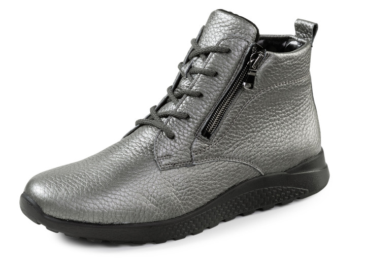 Laarzen & laarsjes - Waldläufer, comfortabele dames enkellaarsjes, winterschoenen, breedte H, gemaakt van hertenleer, in Größe 4 1/2 bis 9, in Farbe ALTSILBER Ansicht 1