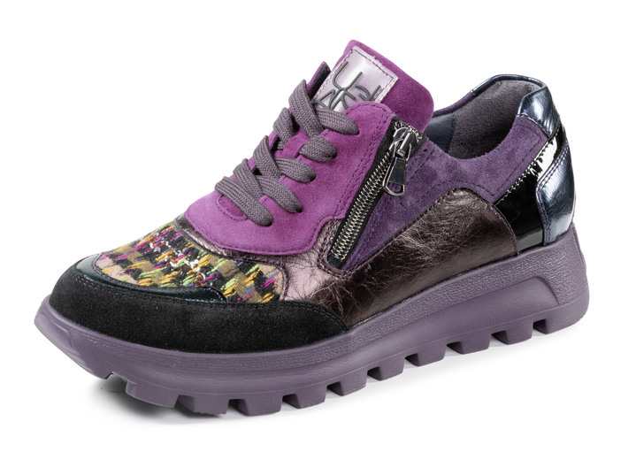 Instappers & veterschoenen - Ranger vetersneaker gecombineerd met kleurrijk textielmateriaal, in Größe 3 1/2 bis 8, in Farbe LILA-MEERKLEURIG Ansicht 1