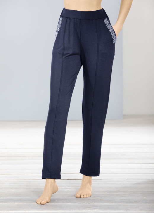 Vrijetijds pantalons - Broek met edelsteenversiering, in Größe 018 bis 054, in Farbe MARINE Ansicht 1