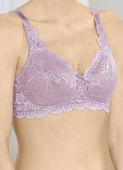 Soft-BH - BH gemaakt van delicaat elastisch kant, in Größe 075 bis 105, in Cup C, in Farbe LILA Ansicht 1