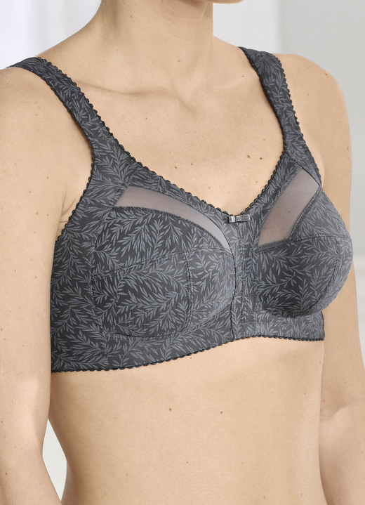Soft-BH - Formaat bh met bloemdessin, in Größe 080 bis 105, in Cup D, in Farbe ANTHRAZIT Ansicht 1