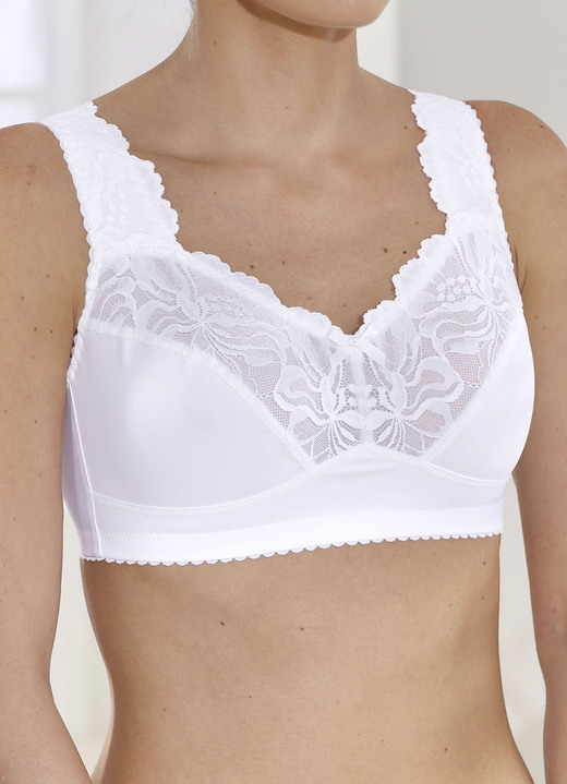 BH zonder beugel - BH met mooie elastische kant, in Größe 080 bis 110, in Cup D, in Farbe WIT Ansicht 1