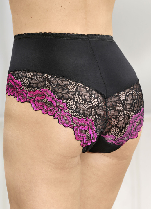- Set van drie slips met mooie elastische kant, in Größe 036 bis 050, in Farbe SCHWARZ Ansicht 1