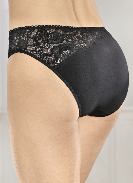 Slips - Set van vier slips met mooie elastische kant, in Größe 036 bis 048, in Farbe ZWART Ansicht 1