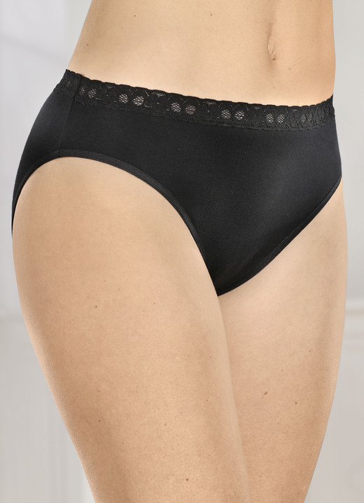 Slips - Set van vier slips met elastische kanten tailleband, in Größe 036 bis 050, in Farbe 2X SCHWARZ, 2X WEISS Ansicht 1