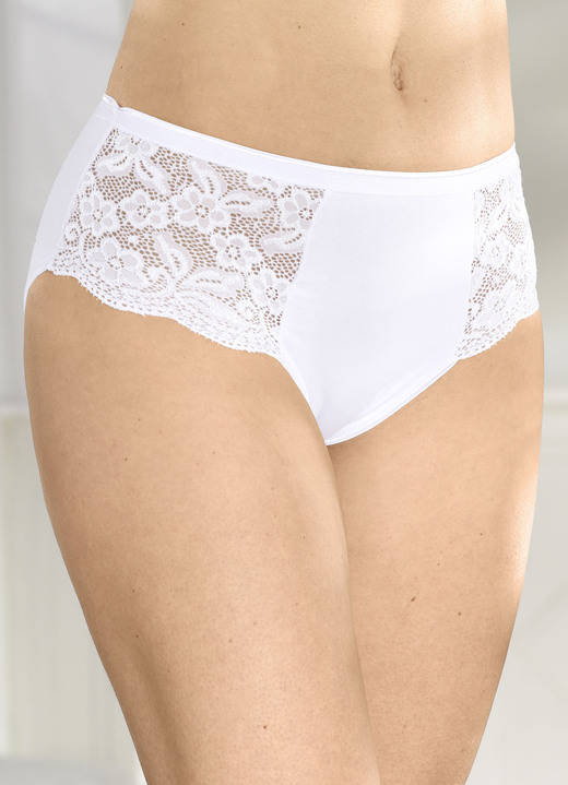 - Laurina set van vier slips met elastische kant, in Größe 036 bis 050, in Farbe WEISS Ansicht 1