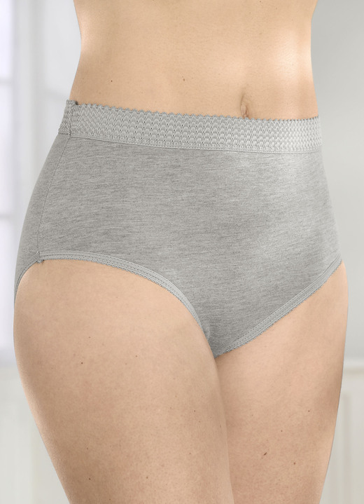 Slips - Zes stuks onderbroeken met elastische pijpjes, in Größe 038 bis 056, in Farbe 2X GRAU MELIERT, 2X WEISS, 2X SCHWARZ Ansicht 1