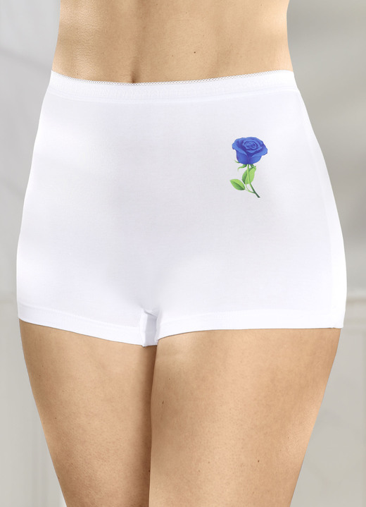 Slips - Vierpack broeken met bloemenmotief, in Größe 038 bis 052, in Farbe WIT