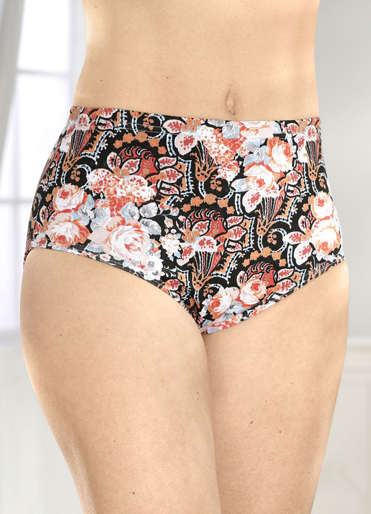 Slips - Set van vier slips met elastische band, in Größe 038 bis 056, in Farbe ZWART-ABRIKOOS-BLAUW Ansicht 1
