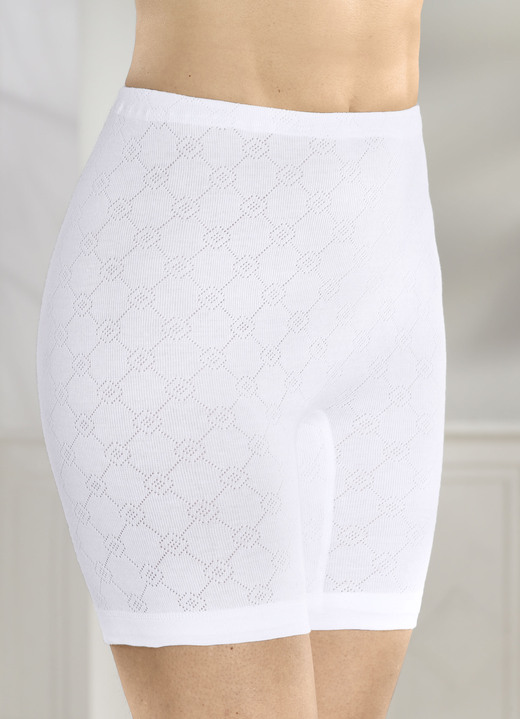Pantyslips - Vierpack slipjes met jacquardmotief, in Größe 040 bis 054, in Farbe WEISS Ansicht 1