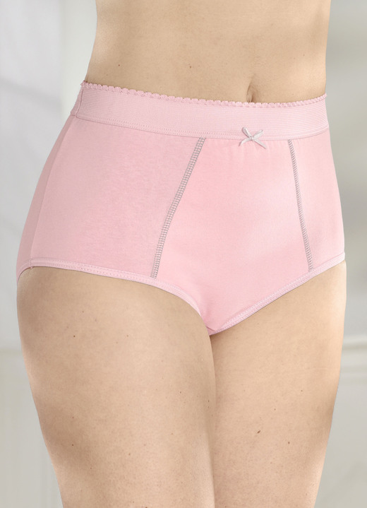 Dames - Set van vier corrigerende slips met buikversteviging, in Größe 038 bis 056, in Farbe 2X ROSA, 2X GRAU MELIERT Ansicht 1