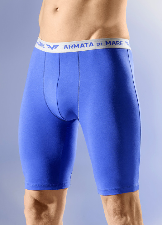 Pants & boxershorts - Set van drie lange broeken met elastische tailleband, in Größe 004 bis 010, in Farbe 2X ROYALBLAU, 1X GRAU MELIERT