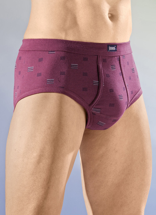 Slips & broeken - Verpakking van vier slips met zachte tailleband, in Größe 005 bis 014, in Farbe 2X ROBIJNROOD KLEURRIJK, 2X LICHTGRIJS KLEURRIJK Ansicht 1