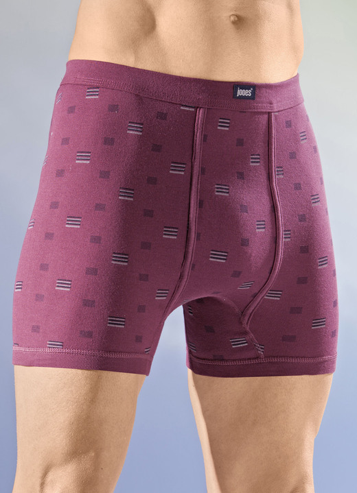 Slips & broeken - Vierpack onderbroeken met zachte tailleband, in Größe 005 bis 014, in Farbe 2X ROBIJNROOD KLEURRIJK, 2X LICHTGRIJS KLEURRIJK Ansicht 1