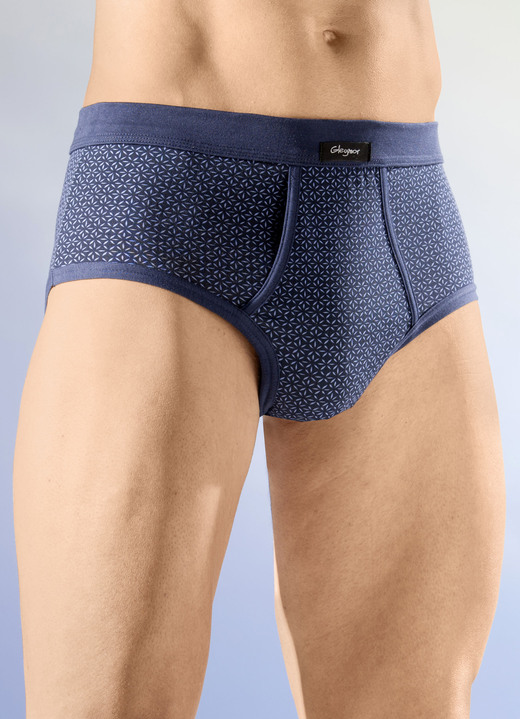 Slips & broeken - Verpakking van vier slips met zachte tailleband, in Größe 005 bis 011, in Farbe 2X MARINE-JEANSBLAUW, 2X DENIM-BLAUW-NAVY Ansicht 1