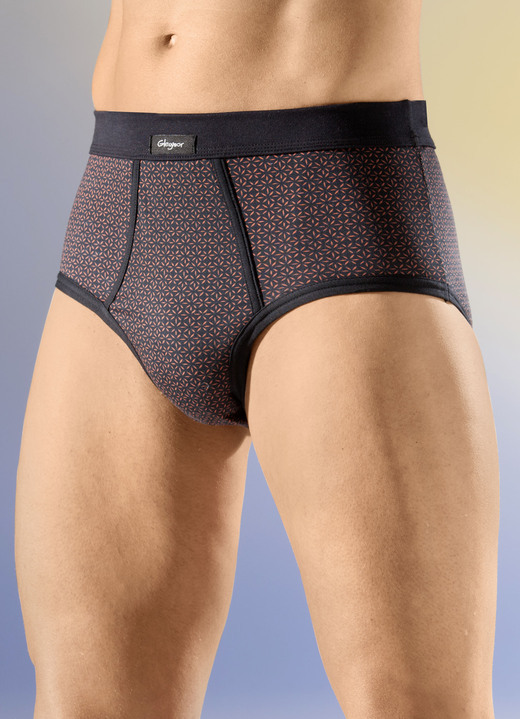 Slips & broeken - Set van vier slips met zachte tailleband, in Größe 005 bis 011, in Farbe 2X ZWART-TERRACOTTA, 2X ZWART-WIT Ansicht 1