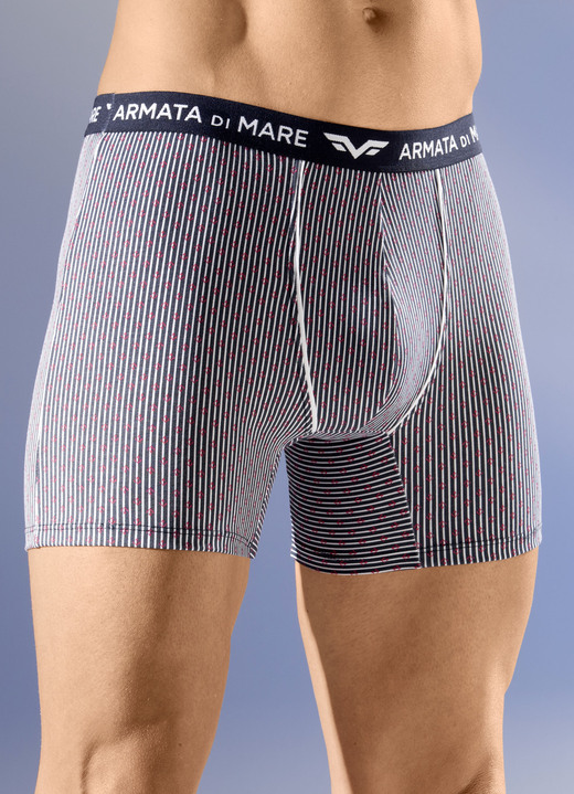 Pants & boxershorts - Set van vier broeken met elastische tailleband, in Größe 004 bis 010, in Farbe 2X MARINEBLAUW-WIT-ROOD, 2X EFFEN MARINEBLAUW