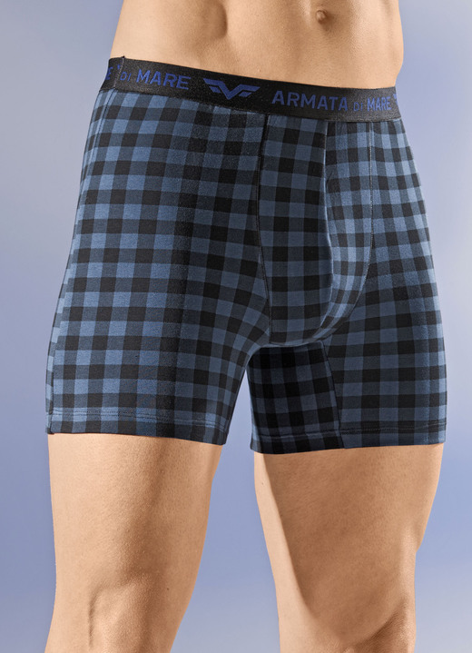 Pants & boxershorts - Set van vier broeken met elastische tailleband, in Größe 004 bis 011, in Farbe 2X BLAU-SCHWARZ, 2X UNI BLAU