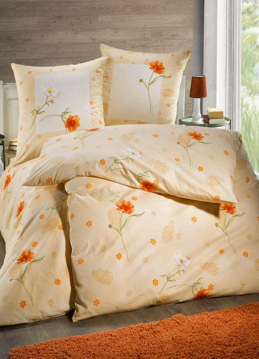Beddengoed - Beddengoedset in Renforcé-kwaliteit, in Größe 111 (40/80 cm + 135/200 cm) bis 115 (80/80 cm + 155/220 cm), in Farbe ABRIKOOS Ansicht 1