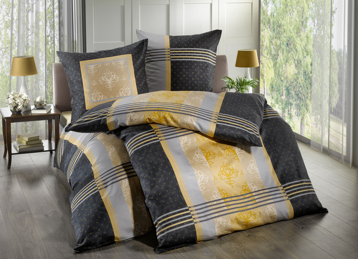 Beddengoed - Elegante beddengoedset van Kaeppel, in Größe 111 (40/80 cm + 135/200 cm) bis 115 (80/80 cm + 155/220 cm), in Farbe ANTRACIET Ansicht 1