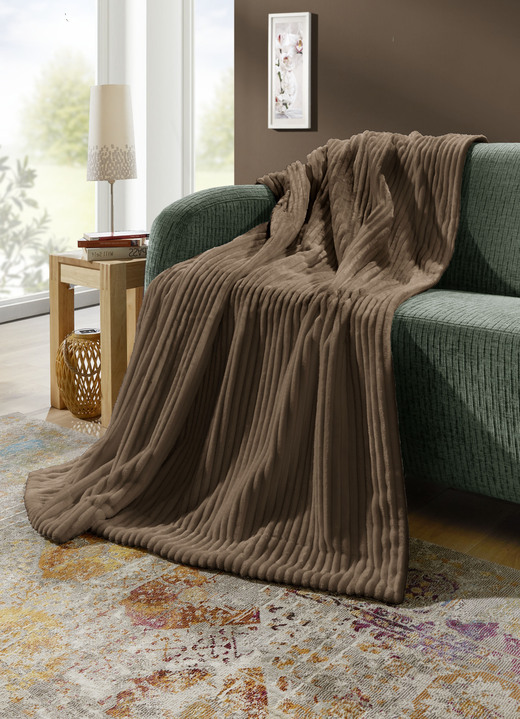 Decoratiekussens & slopen - Woonaccessoires in fijne corduroy-look, in Größe 225 (Deken, 150 x 200 cm ) bis 410 (gevuld kussen, 50x 50 cm), in Farbe TAUPE Ansicht 1