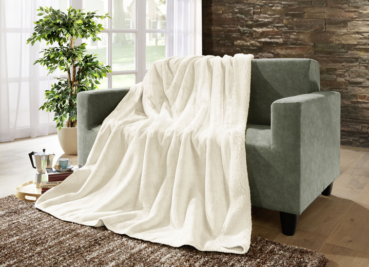 Woondekens - Super gezellig dekentje van teddyfleece kwaliteit, in Farbe CRÈME Ansicht 1