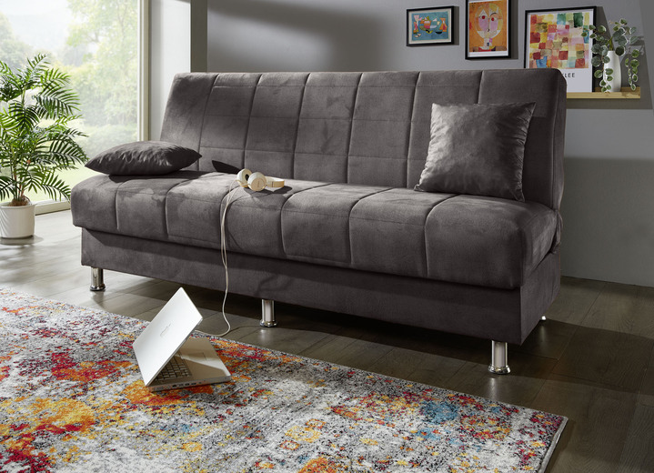 Slaap sofa`s - Slaapbank met bedkast en sierkussens, in Farbe ANTRACIET Ansicht 1