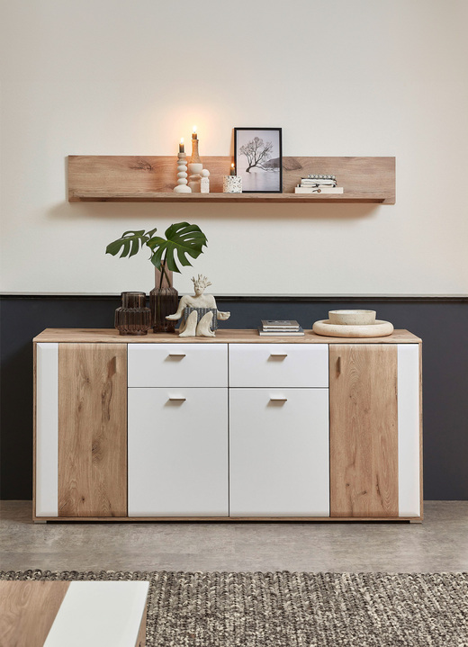 - Moderne woonkamermeubels, in Farbe WIT MAT - EIKEN, in Ausführung Sideboard Ansicht 1