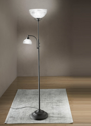 Plafondschijnwerper met leeslamp en metalen frame