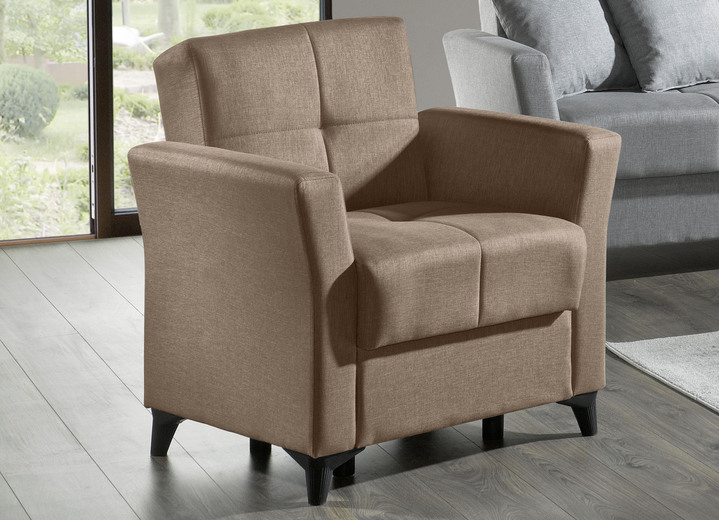 Gestoffeerde meubels - Gezellig gestoffeerd meubel met bedfunctie, in Farbe BEIGE, in Ausführung Fauteuil Ansicht 1