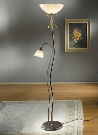 Staande lamp, 2-lamps, met ijzeren frame