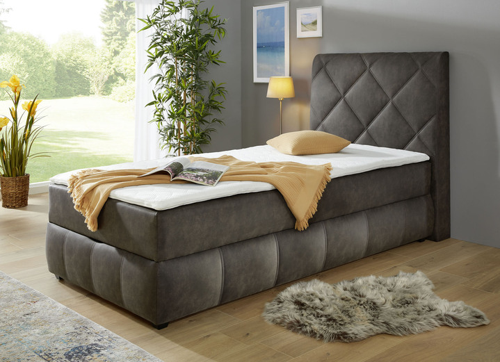 Boxspringbedden - Boxspringbed met bedbox en topper, in Farbe ANTRACIET Ansicht 1