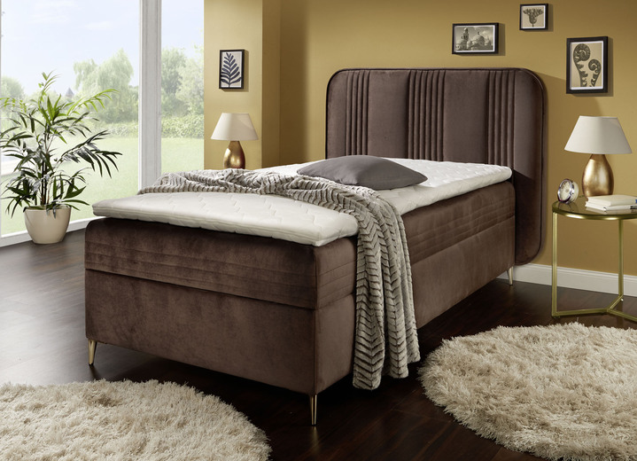 Boxspringbedden - Boxspringbed met bedbox en topper, in Farbe BRUIN Ansicht 1