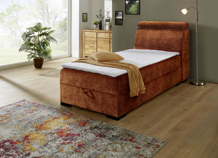 Boxspringbedden - Boxspringbed op hoogwaardig frame van echt hout, in Farbe TERRACOTTA Ansicht 1