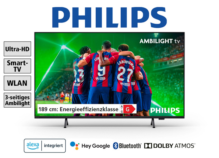 TV - Philips PUS8309/12 4K Ultra HD Ambilight LED-tv, in Farbe SCHWARZ Ansicht 1