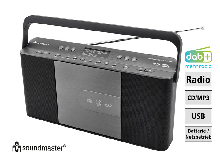 Muziekapparaten - Soundmaster CD draagbare radio RCD1870SW, in Farbe ZWART Ansicht 1