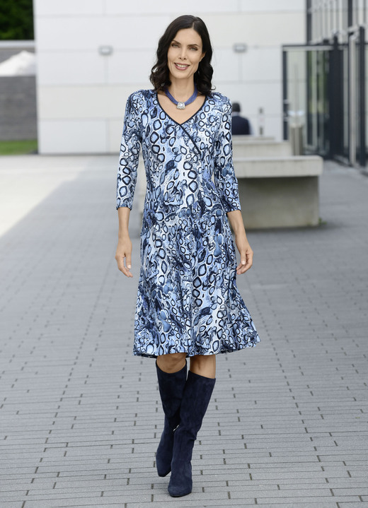 Lange mouw - Jurk Lange mouw - Jurk, in Größe 036 bis 052, in Farbe MARINE-BLEU-BUNT