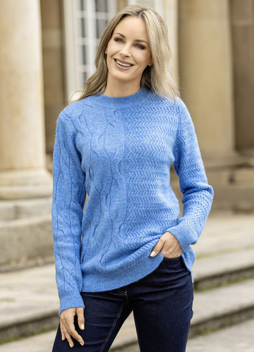 Lange mouw - Pullover, in Größe L(44/46) bis XS (32/34), in Farbe AZUURBLAUWE SMELTER