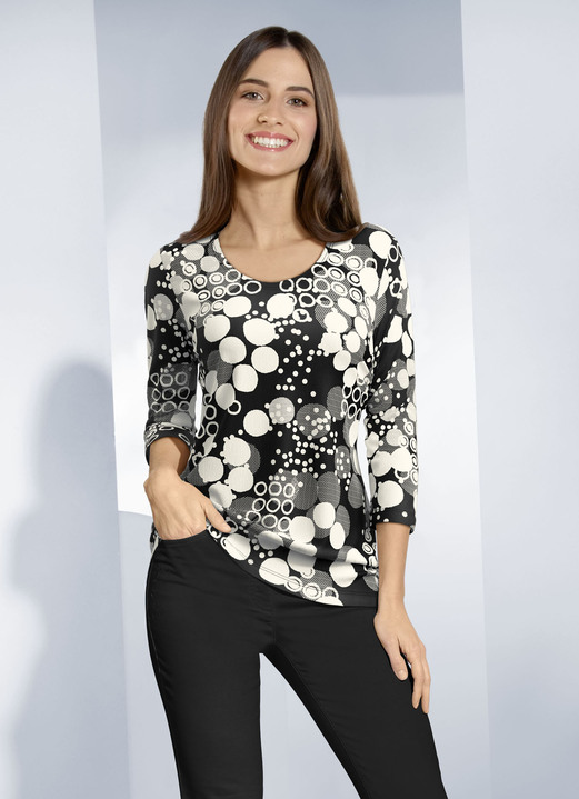 Shirts - Shirt, in Größe 036 bis 052, in Farbe ZWART-ECRU