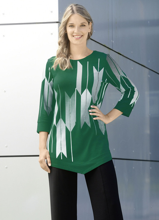 3/4-mouw - shirt met contrastprint 3/4-mouw - shirt met contrastprint, in Größe 038 bis 054, in Farbe GRÜN-WEISS