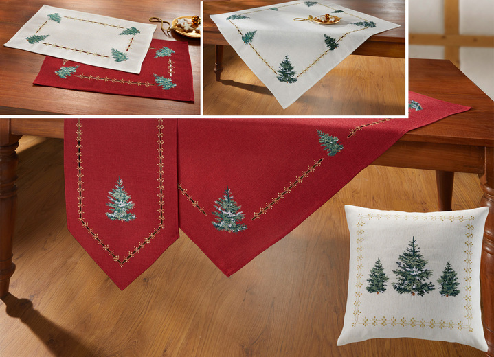 Woontextiel - Tafelkleed, in Größe 135 (2 placemats, 30/45 cm) bis 404 (Kussensloop, 40/40 cm), in Farbe ROT Ansicht 1