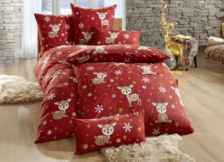 Beddengoed - Gezellige katoenen beddengoedset, in Größe 111 (40/80 cm + 135/200 cm) bis 115 (80/80 cm + 155/220 cm), in Farbe ROT Ansicht 1
