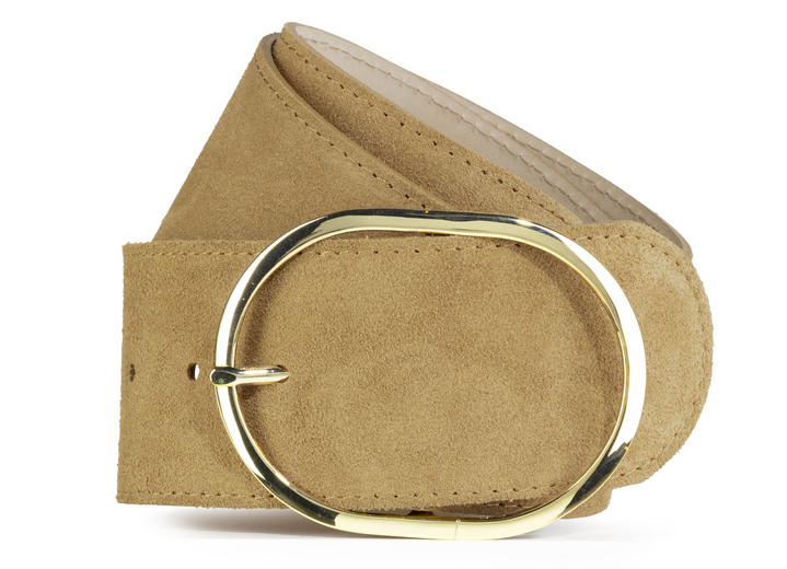 Accessoires - Suède riem, in Größe 085 bis 115, in Farbe COGNAC